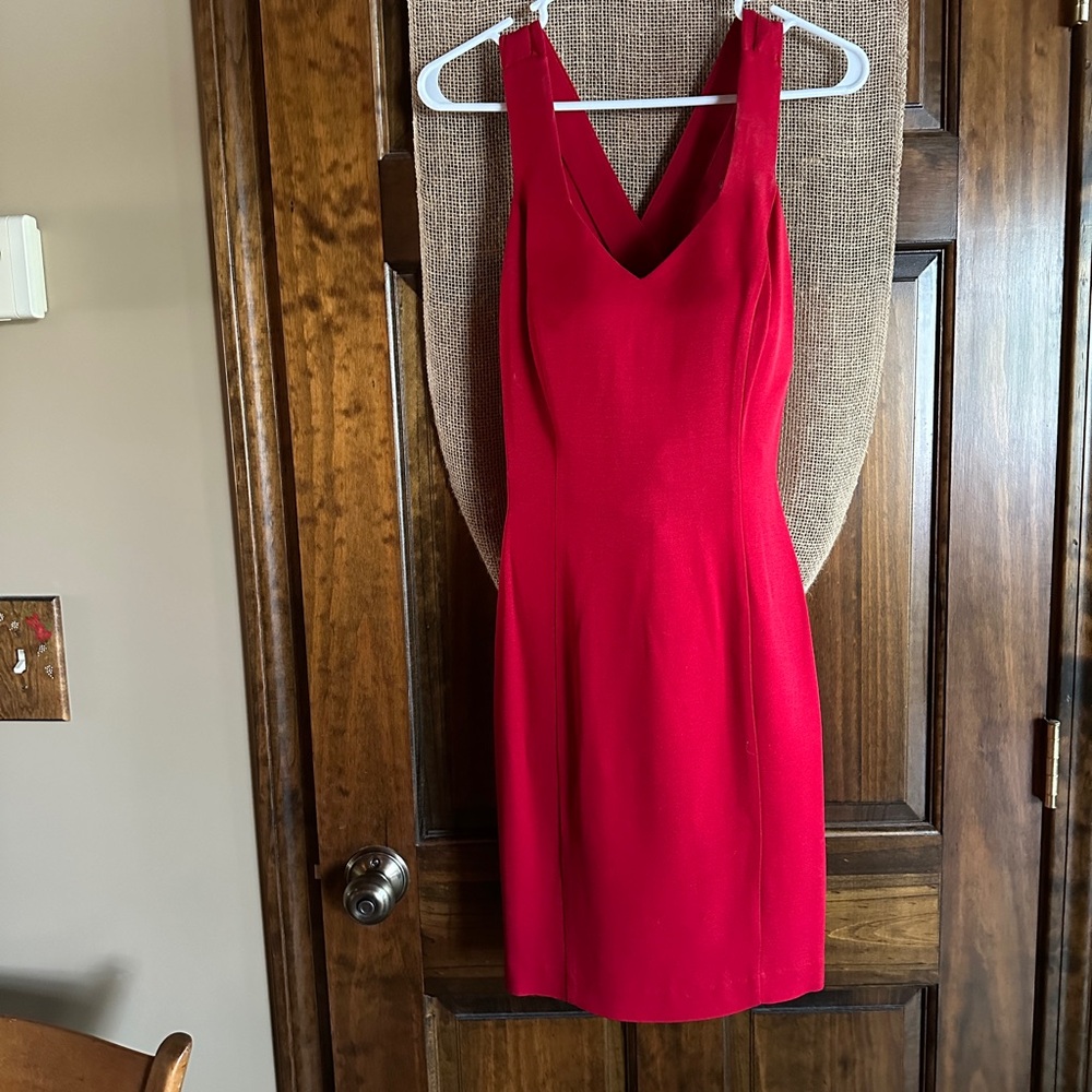 Miss Ashlee Red Crepe Dress ~ Cross Back Straps ~ Size 6